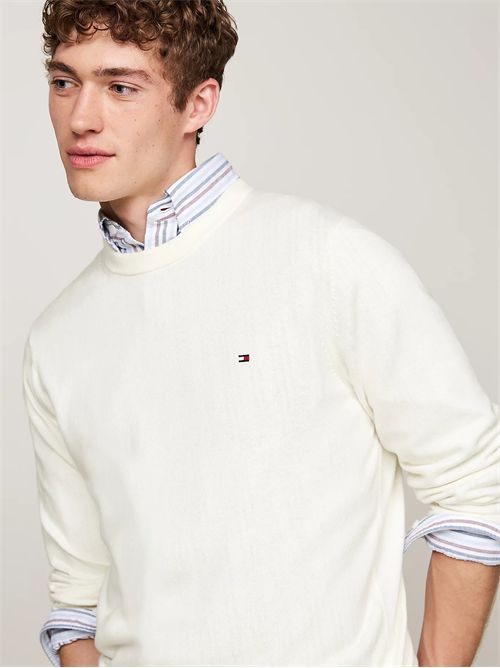 pullover uomo bianco TOMMY HILFIGER | MW0MW28046YBI